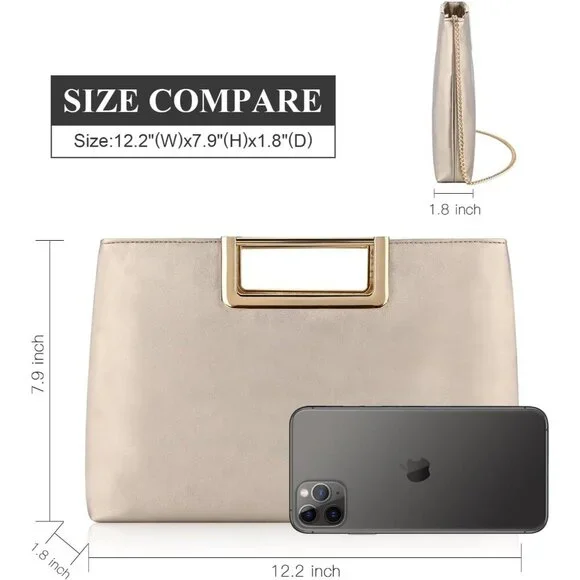 Chic Vegan Leather Evening Clutch - Stylish Shoulder Bag for Weddings & Parties - Picture 3 of 6